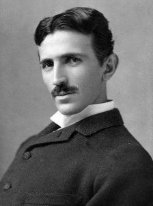 Nikola Tesla, age 34, in 1890, from a postcard by Napoleon Sarony. (Courtesy Wikimedia Commons)