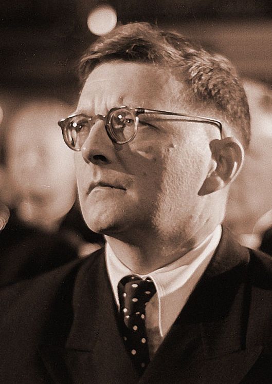 Dmitri Shostakovich, 1950 (Courtesy Roger & Renate Rössing, Deutsche Fotothek, retouched, via Wikimedia Commons).